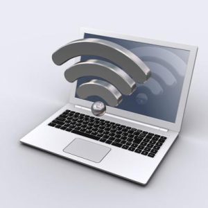 wifi icon and laptop computer